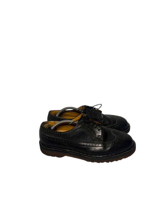 Dr. Martens 3989 YS English Yellow Line Glossy Leather Black Men's Brogues Single Shoes