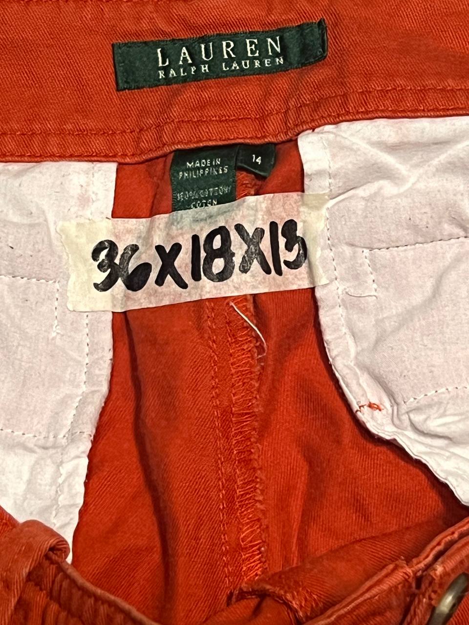 Ralph Lauren Burnt Orange High Rise Cargo Cotton Walking Shorts Womens