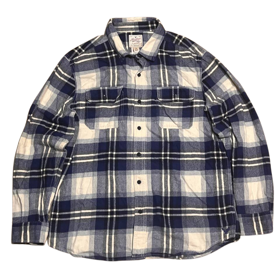 American Eagle Flannel Shirt Mens Blue Plaid Long Sleeve Heritage