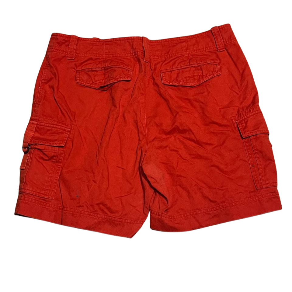 Ralph Lauren Burnt Orange High Rise Cargo Cotton Walking Shorts Womens