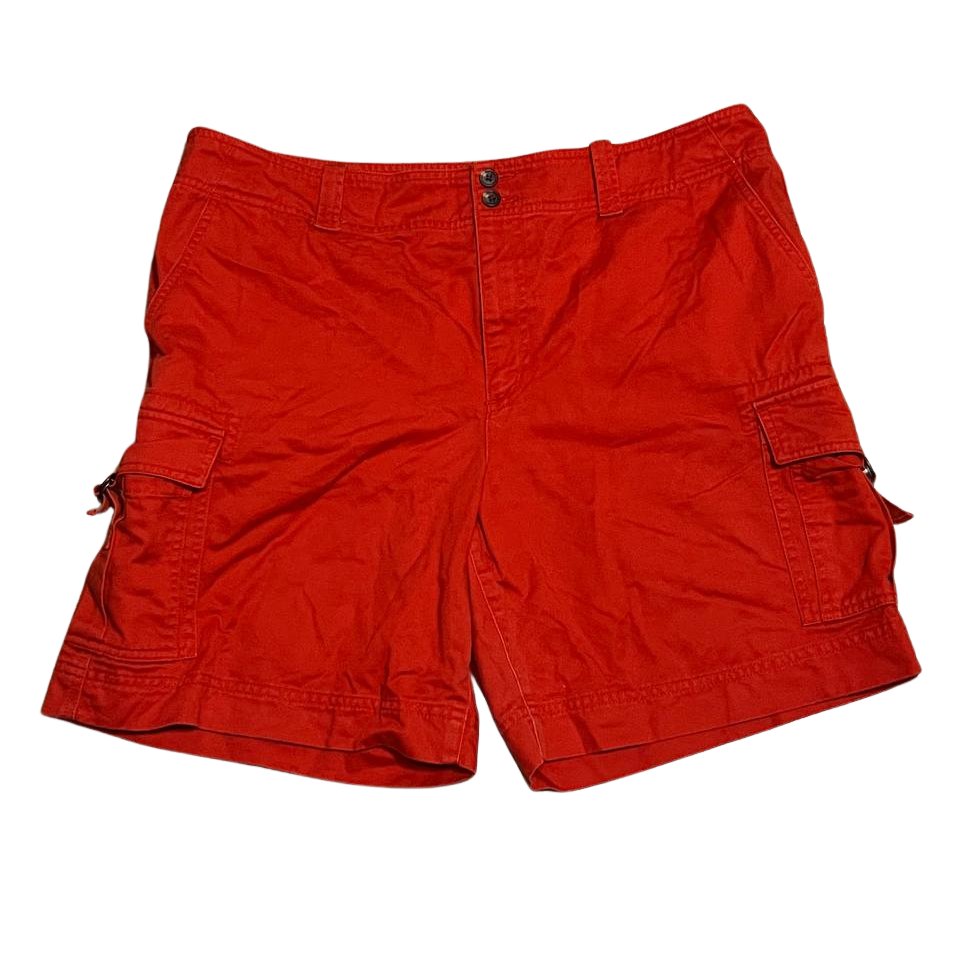 Ralph Lauren Burnt Orange High Rise Cargo Cotton Walking Shorts Womens