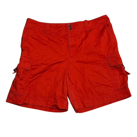 Ralph Lauren Burnt Orange High Rise Cargo Cotton Walking Shorts Womens
