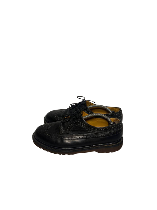 Dr. Martens 3989 YS English Yellow Line Glossy Leather Black Men's Brogues Single Shoes