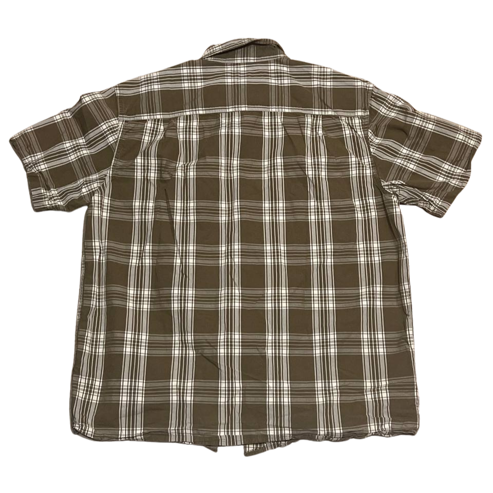 Carhartt Mens Plaid Short Sleeve Shirt Button Up Pocket Green Casual