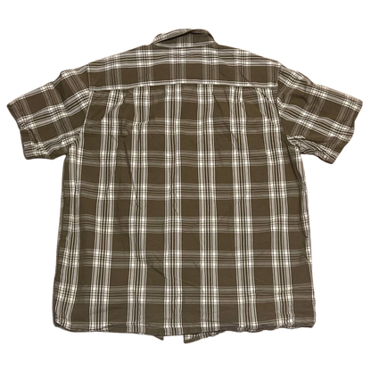 Carhartt Mens Plaid Short Sleeve Shirt Button Up Pocket Green Casual